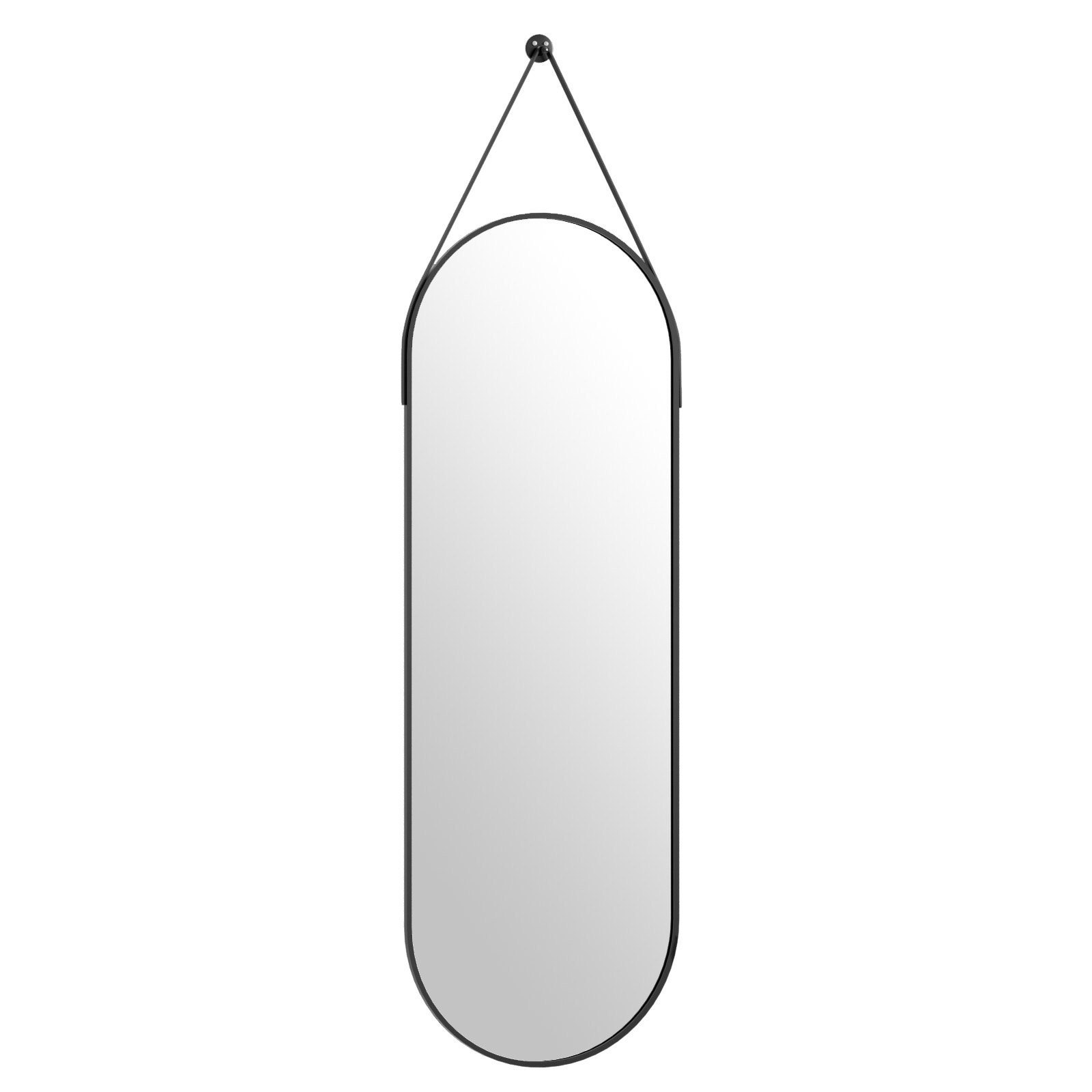BEAUTYPEAK 48x16 Oval Hanging Wall Mirror with Leather Strap photo 4
