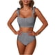 thumbnail image 2 of Trajes de baño para mujer, traje de baño de bikini de tirantes sin espalda de color liso para mujer, conjunto de bikini con bloques de color y hombros descubiertos, trajes de baño para mujer, trajes d, 2 of 6
