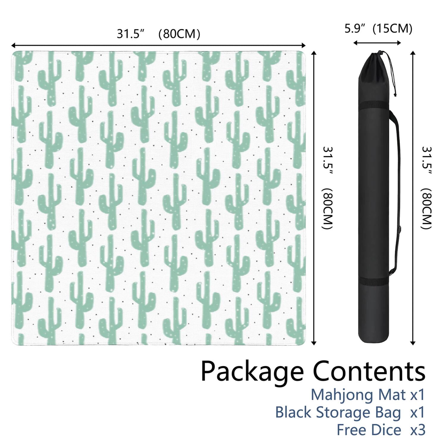 Plants Pattern Game Mat 31.5x31.5 Inches Constructed from High Quality Rubber with Anti-Slip Grip Backing and Noise Dampening Properties for Mahjong Cards Board Games