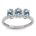 thumbnail image 2 of Star K� Simulated Aquamarine 3 Three Oval Stones Promise Ring Wedding Band, 2 of 6