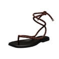 thumbnail image 2 of EliteGoogv Womens Flat Sandals Rope Straps Weave Summer Beach Shoes Sandals For Women Lightweight Open Toe Casual Sandals Brown US :9.5, 2 of 5