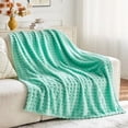thumbnail image 5 of Super Soft King Blanket Aqua Premium Silky Flannel Fleece 3D Waffle Checkered Lightweight Bed Blanket All Season Use (Aqua, King(90"x110")), 5 of 6