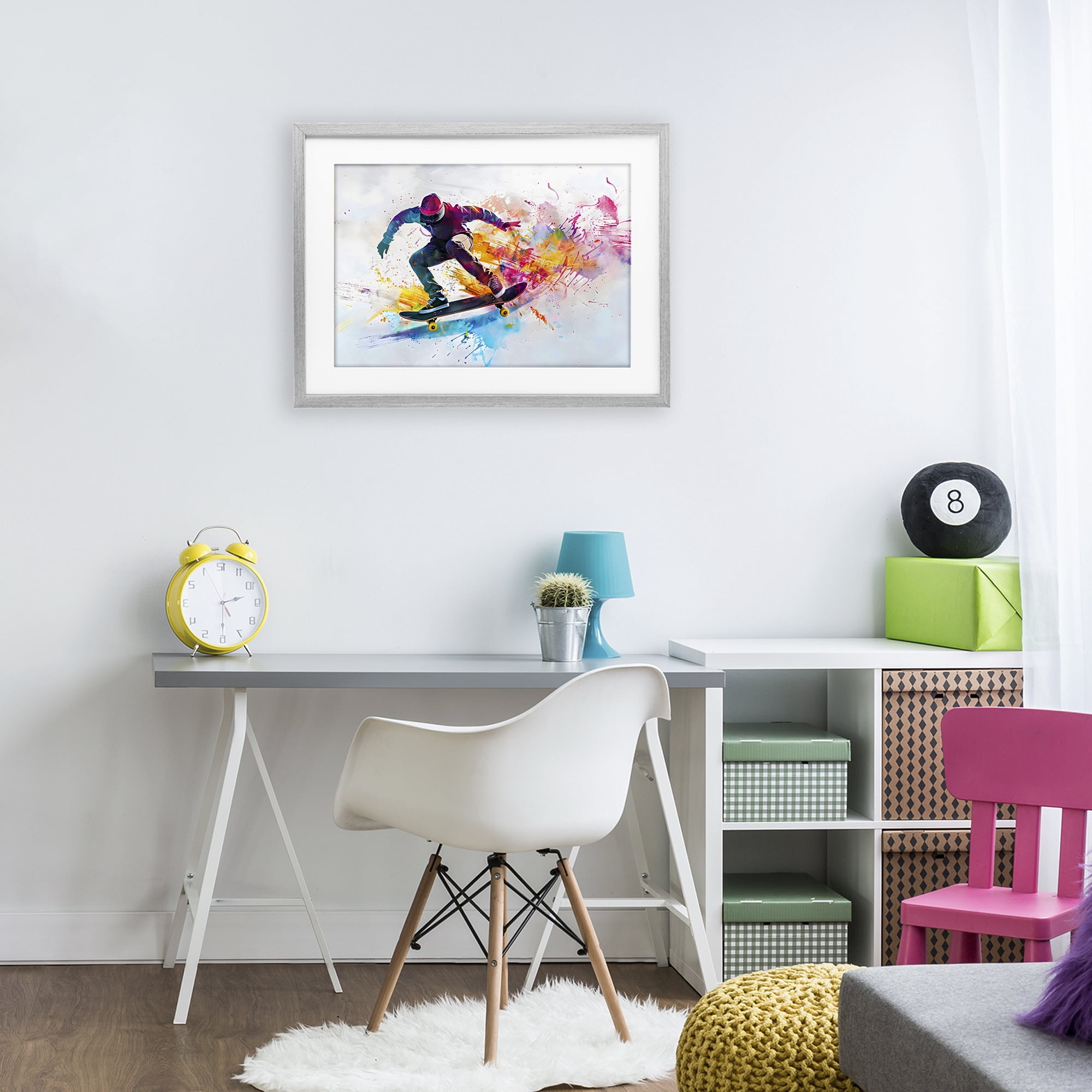 Stupell Industries Skateboarder in Motion Gray Framed Print Under Glass, design by Creative Studio