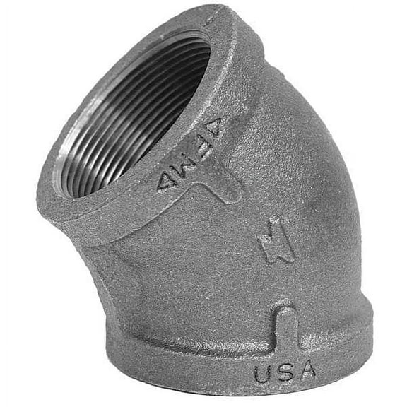 45 Degree Elbow 45 Degree Elbow, 3/8" Pipe, FNPT, Malleable Iron, Class 150