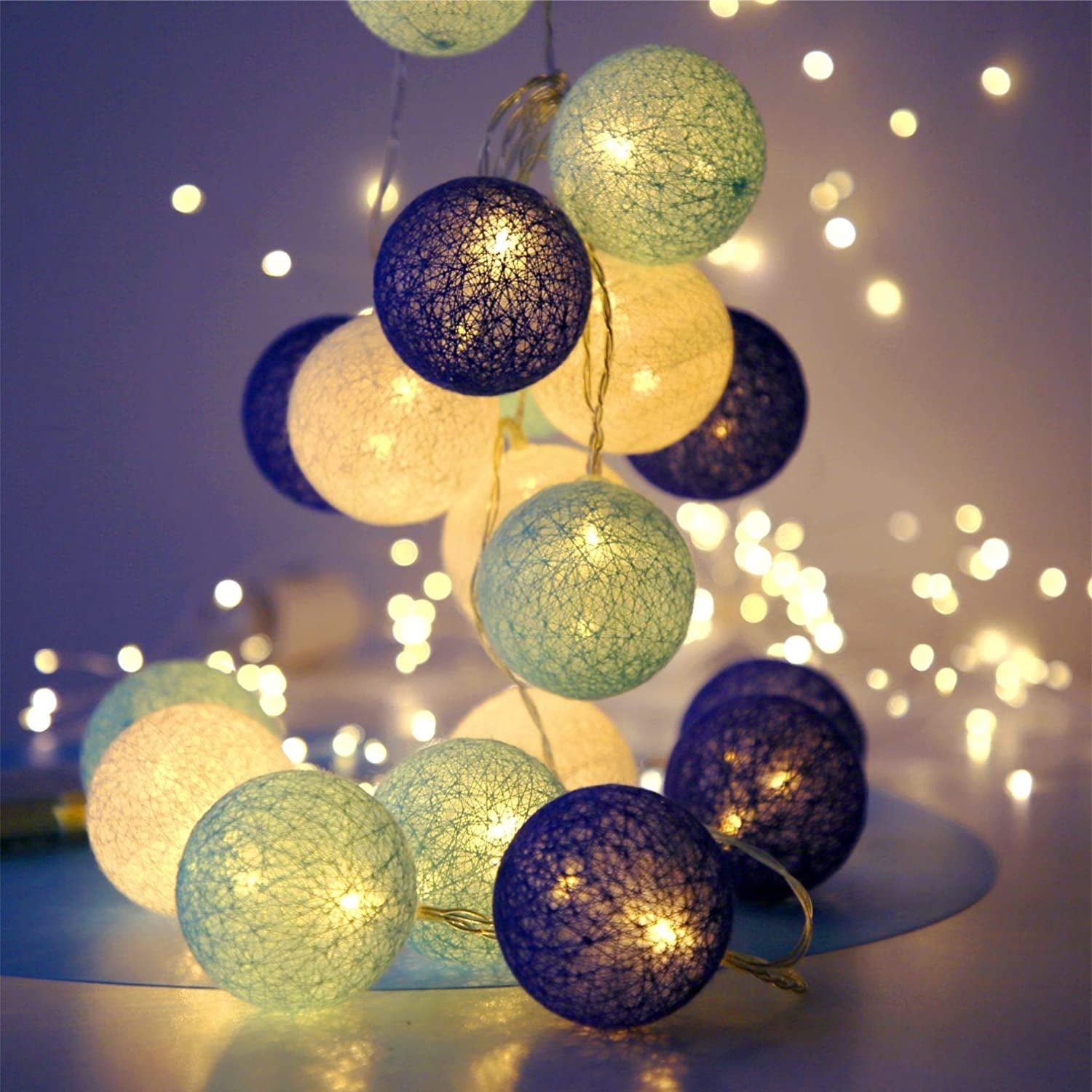Red and Yellow Cotton Ball String Lights for Patio,wedding,party and  Decoration 20 Bulbs 