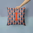 thumbnail image 2 of Letter I Football Orange, Blue and white Fabric Decorative Pillow, 2 of 4