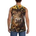thumbnail image 4 of Fotbe Cute Cow Sunflower Crown A Men's Camiseta sin Mangas Estampada para Hombres, Playera Casual para Gimnasio, Entrenamiento, Playa-X-Large, 4 of 7