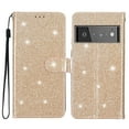 thumbnail image 6 of For Google Pixel 6 Wallet Case Bling Shiny Premium PU Leather with RFID Blocking Card Slots Holder Magnetic Flip Kickstand Shockproof Wrist Strap Cover For Google Pixel 6, Gold, 6 of 7