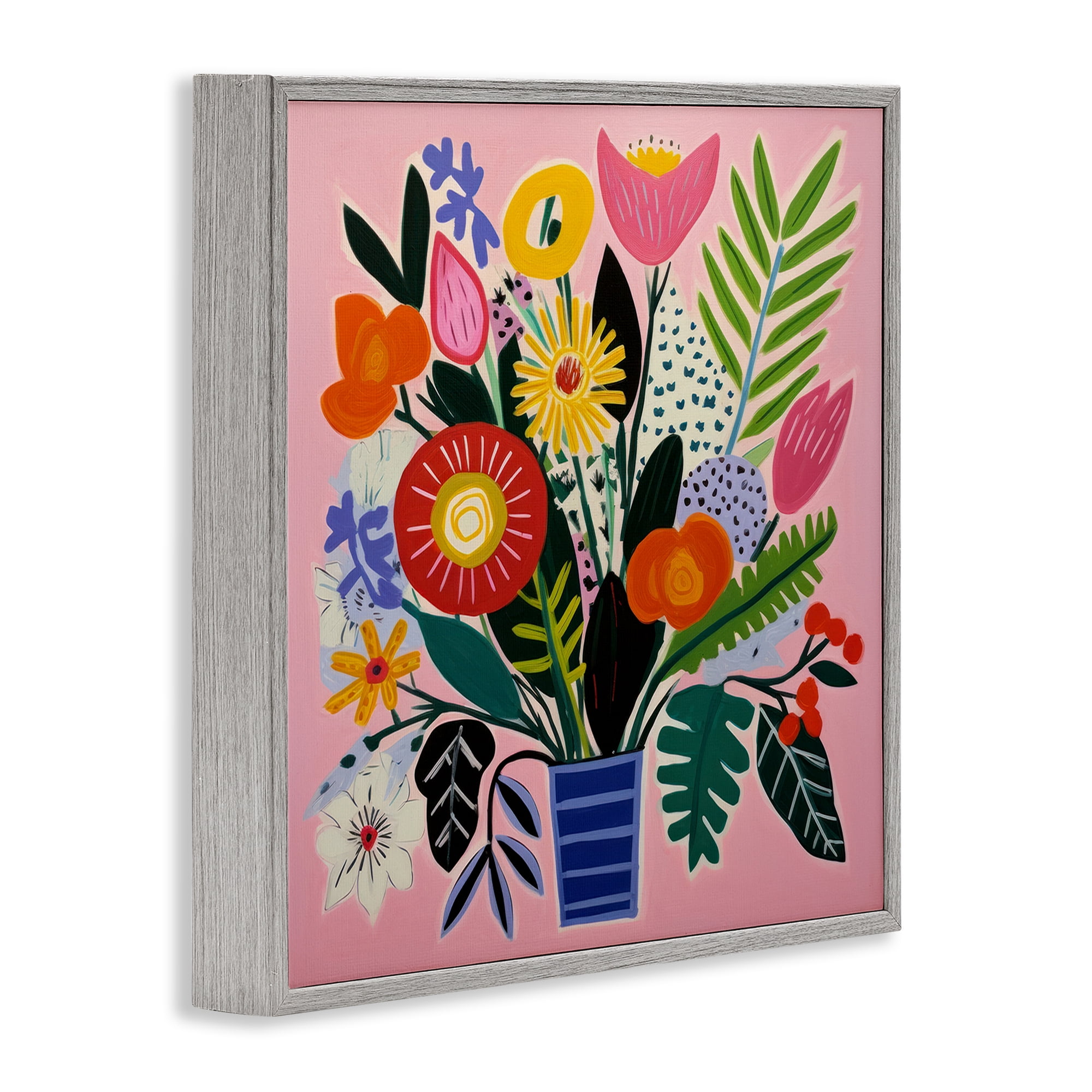 Stupell Industries Floral Flourish Summer Bouquet Gray Framed Giclee Art, design by Lazar Studio