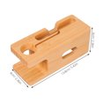 thumbnail image 4 of Estación de carga de madera de bambú creativa, soporte para teléfono celular, organizador de escritorio para electrónica de oficina, soporte para teléfono móvil compatible con iPhone y Apple Watch, 4 of 6