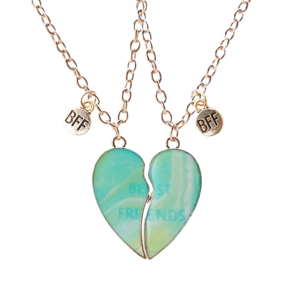 Clossjun 2 Pieces/Set Green Avocado Friendship Necklace for Two - Hearts BFF Matching Necklaces Couples Matching Jewelry Friendship Necklace BFF Necklaces for Women, Sisters and Ladies