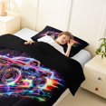thumbnail image 3 of Manfei Monster Truck Twin Comforter Sets,Neon Lights Print Bedding Set,Black,Black Reversible,2-Piece,1 Comforter and 1 Pillowcase, 3 of 7