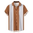 thumbnail image 5 of Hfnxid Mens Summer Button Down Shirt Big and Tall Short Sleeve Shirts Color Block Work Tshirt Summer Cuba Beach Tee, 5 of 7
