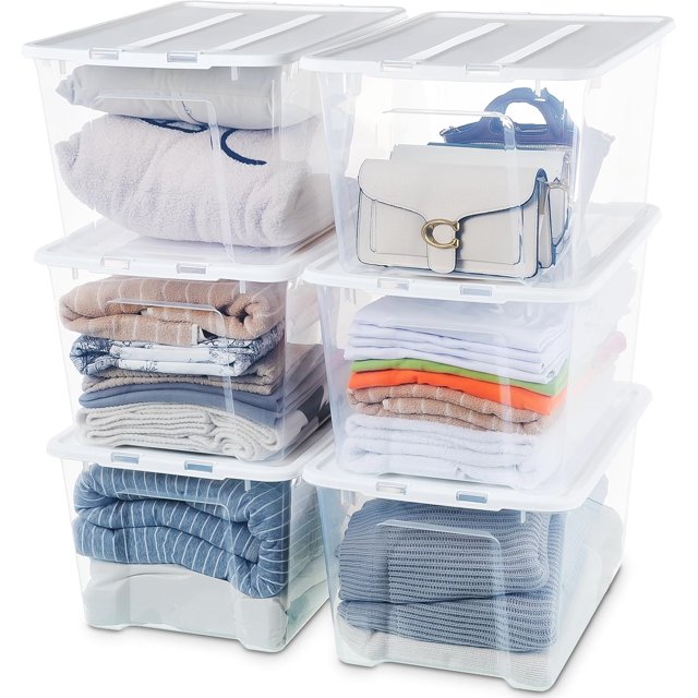 L Clear Plastic Storage Bins with Lids Stackable and Nestable Storage Boxes with Lids Large Plastic Storage Containers for Garage Closet Kitchen s