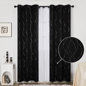 Deconovo Silver Wave Dots Blackout Curtains, 42"x84"
