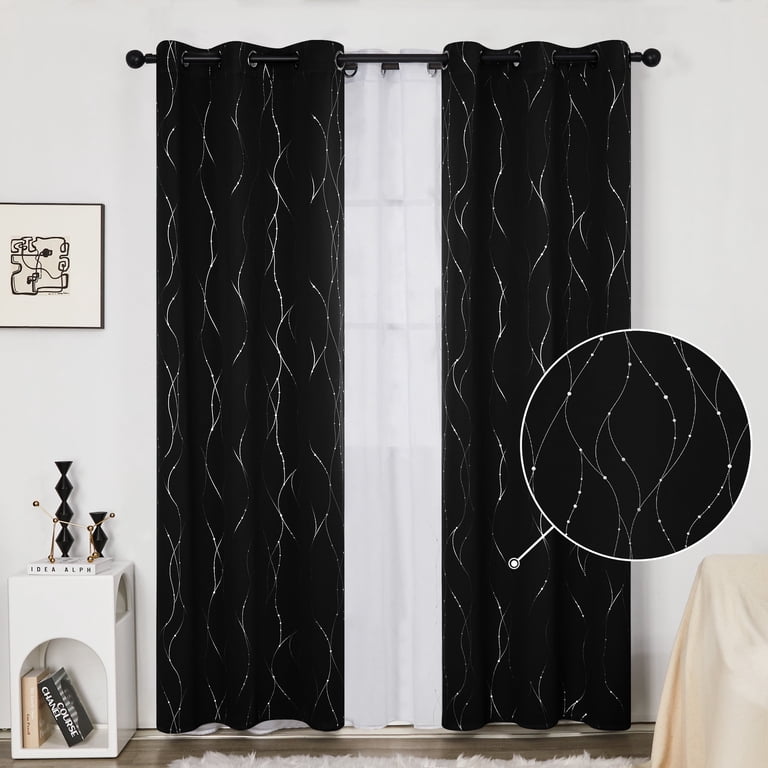 Deconovo Silver Wave Dots Blackout Curtains, 42"x84" photo 1