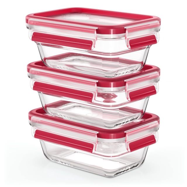 T-fal Set de 3 Contenedores de Vidrio Herméticos y Antidherrames de .450 ml Master Seal Glass, N1051110