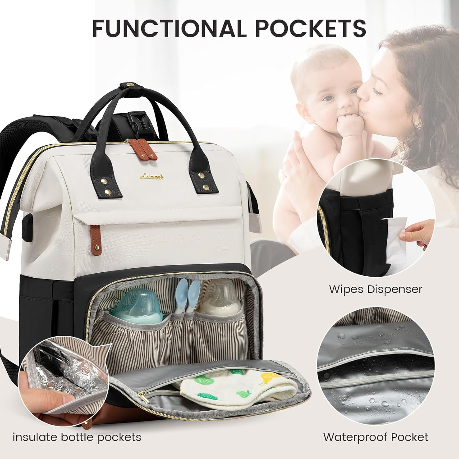 Lovevook Diaper Backpack,Large Diaper Bag Mummy Bag for New Mum Daddy,Convenient Work Travel Baby Bag for Office Mummy and Travel Essential Baby Shower