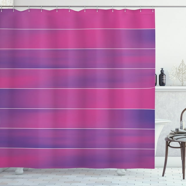 Ambesonne Hot Pink Shower Curtain, Stripes Soft Colors, 69"Wx75"L, Pink Violet
