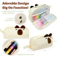 thumbnail image 2 of allydrew 3D Animal Face Pencil Case, Large Capacity 2 Compartment Pencil Pouch for Stationery Tools, Capybara, 2 of 5