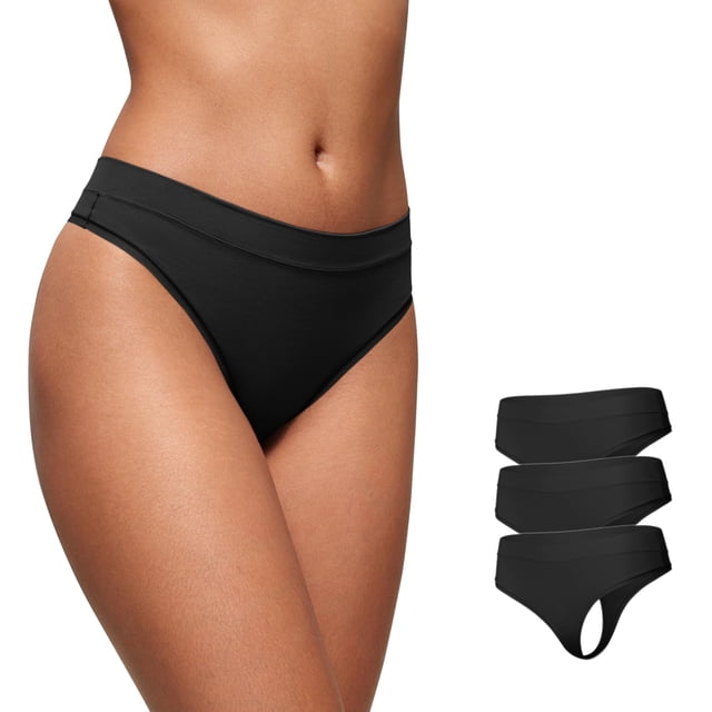 Tangas CRZ YOGA Soft High Rise para mujer, paquete de 3, color negro S