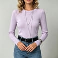 thumbnail image 2 of BODOAO Women's Crewneck Sweater Long Sleeve Ribbed Knit Pullover Fitted Lightweight Soft Warm Cozy Casual Fall Winter Tunic Top for Women Fashion Everyday Wear Purple L, 2 of 4