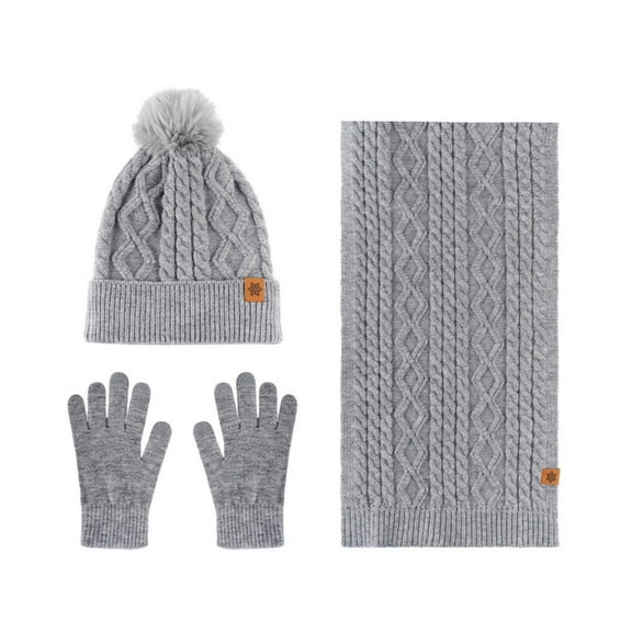 Lenago Warm Knit Winter Hat Scarf & Gloves Set Unisex Adult Winter Fleece Lined Skull Caps Gifts for Women Snow Ski Outdoors Activities Travel Knitted Hat Scarf Gloves Suits