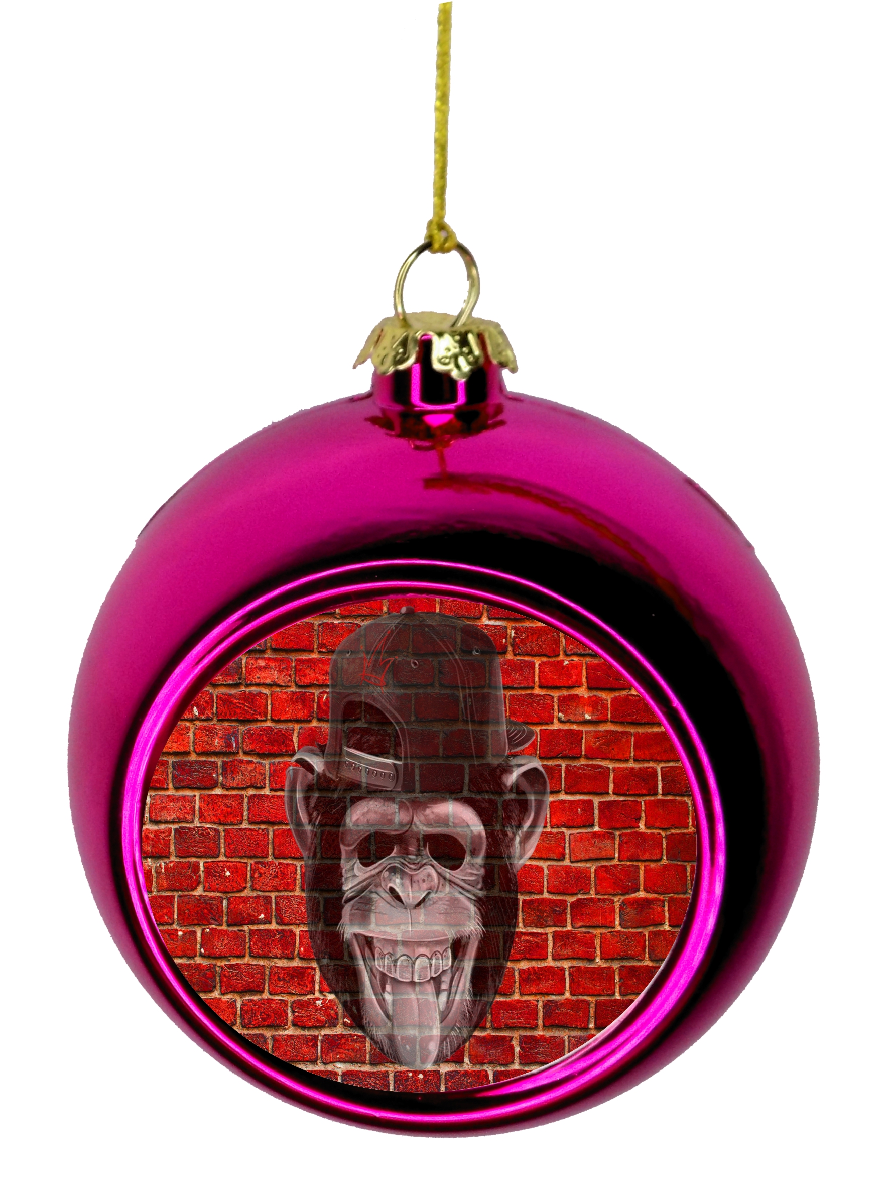 Ornaments Funny Monkey Punk on Brick Wall Graffiti Street Art Print Design Bauble Christmas Ornaments Pink Bauble Tree Xmas Balls - image 1 of 2