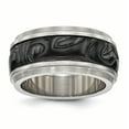 thumbnail image 1 of Bague Design Fantaisie Poli avec Incrustation de Titane et Noir Ti Taille 11, 1 of 4