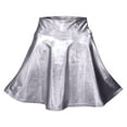 thumbnail image 4 of Women's Shiny Metallic Wet Look Stretchy Flared Mini Skater Skirt High Waist Basic Dance Skirts for Women, 4 of 6