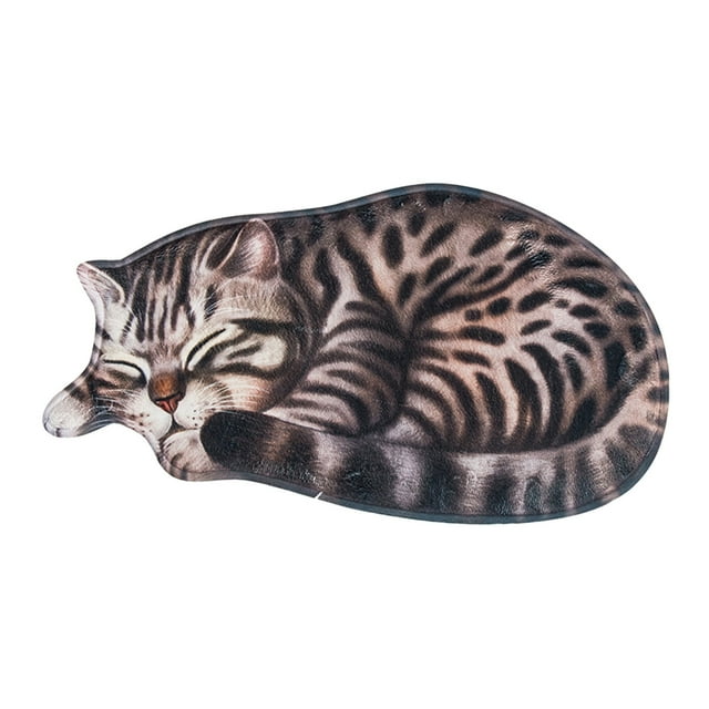 3D Novelty Cat Doormat, Funny Welcome Floor Mat Indoor Outdoor, Non Slip Polyester Entryway Mat, Low Profile Washable Door Rug for Front Door, Patio, Garage and Home Decor