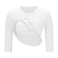 thumbnail image 7 of biudgviw 3/4 Length Sleeve Womens Tops Soft Crewneck Undershirt Casual Slim Fitted Pajama Basic Tees with Built in Bra, 7 of 7