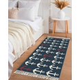 thumbnail image 3 of Area Rug with Tassels 2' x 4', Ocean Nautical White and Red Ship's Anchor Kitchen Runner Rug for Hallway Bedroom Throw Rugs, Dark Blue Soft Door Mat for Bathroom Entrance Living Room, 3 of 9