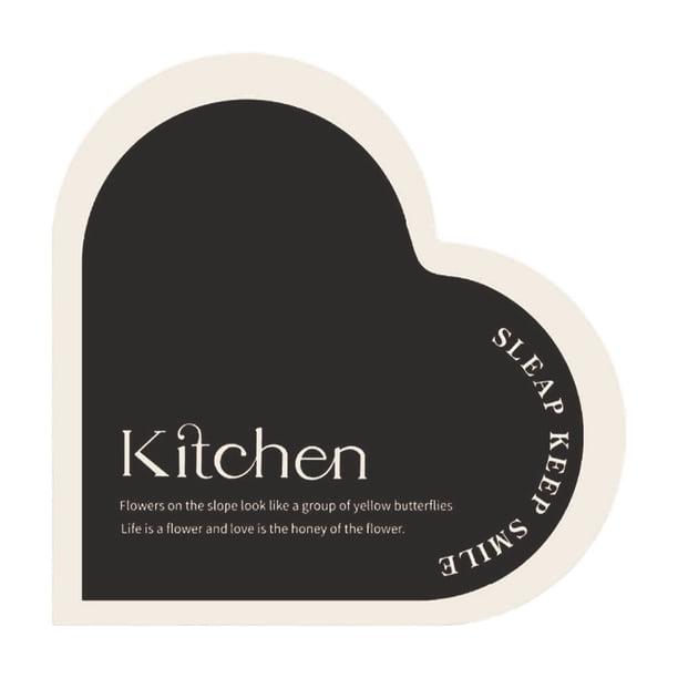 Uuowzo Heart-shaped Kitchen Countertop Drains Pad Household Sink Side Drying Pad Wash Frees Diatom Mud Absorbent Pad Valentine's Day Drains Mat for Valentine'S Day Home Setting, Black