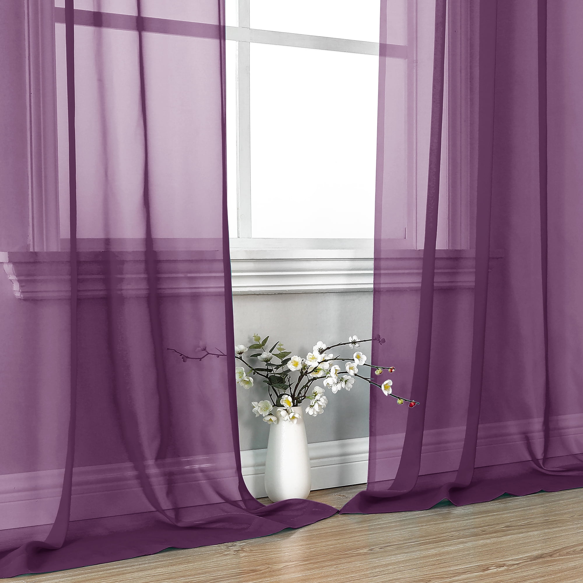 OVZME Window Sheer Curtains 84 inch Lengh 2 Panels for Living Room Privacy Semi Sheer Window Drapes (图4)