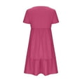 thumbnail image 5 of Efsteb Summer Dress for Girls Kids Beach Vacation Casual Short Sleeve V Neck Pleated Ruffle Hem Flowy Mini Dresses (Hot Pink,5-6 Years), 5 of 7