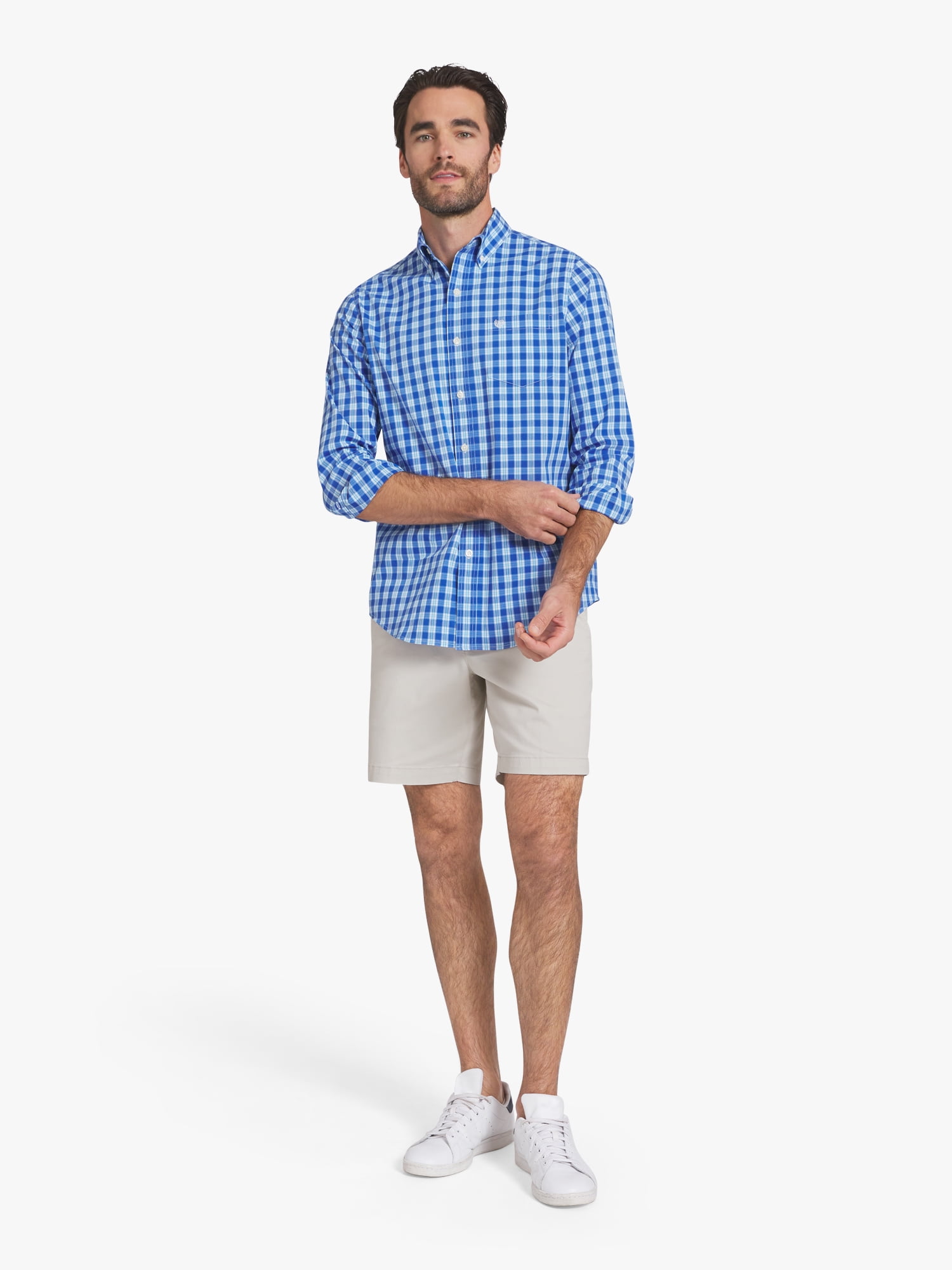 Chaps Men's & Big Men's Long Sleeve Easy Care Stretch Poplin Shirt, Sizes S-3XL