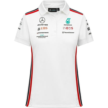 Mercedes AMG Petronas F1 2023 Women's Team Polo Shirt - Black/White