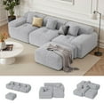 thumbnail image 5 of Hawsaiy 122" Modern L-Shaped Modular Sectional Sofa with Ottoman, 4-Seater Convertible Cloud Couch, Chenille Fabric, No Assembly Required, Gray, 5 of 13