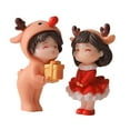 thumbnail image 3 of 2Pcs Christmas Couple Figurines Miniature Figurine Art Bonsai Decor Romantic Christmas Miniature Ornament for Micro Landscape standing, 3 of 7