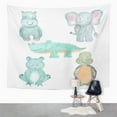 thumbnail image 2 of UFAEZU Colorful Baby Watercolor The White Frog Hippo Wall Art Hanging Tapestry Home Decor for Living Room Bedroom Dorm 51x60 inch, 2 of 2