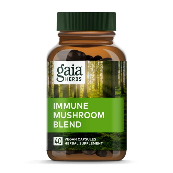 Gaia Herbs Everyday Mushrooms - Immune Support Mushroom Supplement for Daily Health Support* - With Reishi, Cordyceps, Turkey Tail, Shiitake & Chaga Mushrooms - 40 Vegan Capsules (40 Servings)
