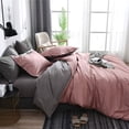 thumbnail image 4 of Juego de cama 200 x 200 cm Antiguo Rosa Gris Antracita Liso Reversible Sábanas 100% Microfibra Suave y Agradable - 1 Funda Nórdica 200 x 200 cm + 2 Fundas de Almohada 80 x 80 Cremallera, 4 of 7