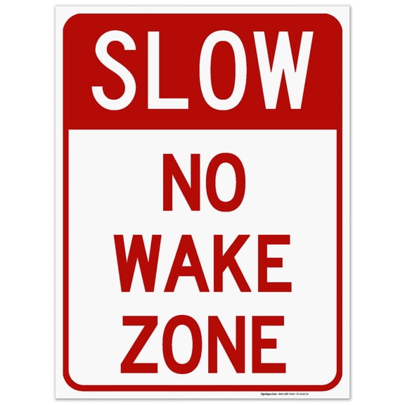 No Wake Zone Sign, 18x24 Corrugated Plastic