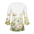 thumbnail image 2 of Mittory Womens Summer Tops 3/4 Sleeve V Neck Floral Print Cotton Tunic Tops Trendy Flowy Tunic Tops, 2 of 5