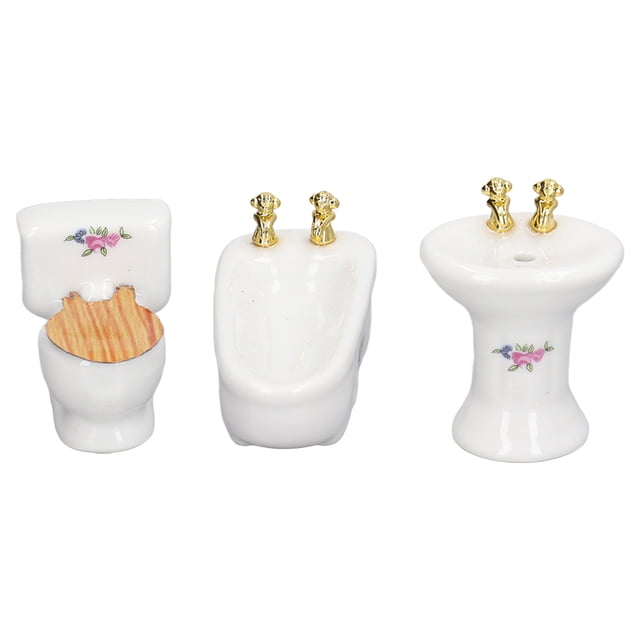 Juego de baño en miniatura NikouMX 3 piezas para casa de muñecas