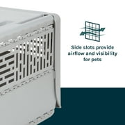 Sport Pet Designs 19-Inch Collapsible Plastic Dog Kennel, Portable Folding Pet Carrier for Small Dogs and Pets up to 20 lbs, Gray, XS