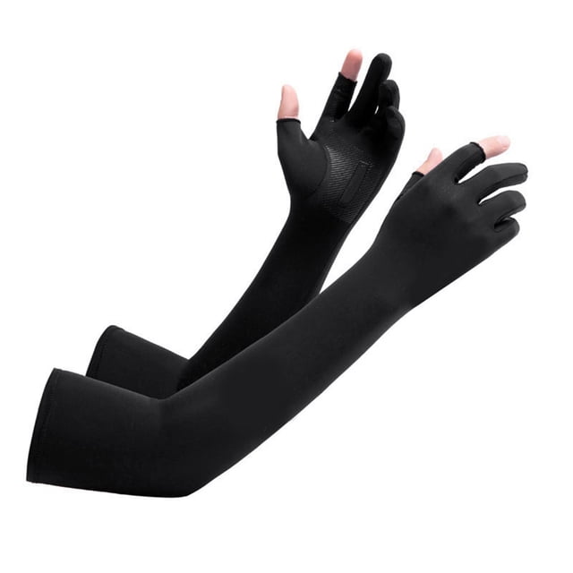 Mangas de Brazo de Enfriamiento de Seda de Hielo con orificio para el Pulgar, Mangas de Brazo de Protección UV Solar para Hombres y Mujeres deportados al aire Libre Ciclismo