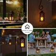 thumbnail image 6 of Outdoor Solar Lanterns, Waterproof Hanging Lantern with LED Flickering Flameless Candle, 11''  Outdoor Solar Powered Lantern Decor for Porch Patio Garden Balcony Pathway(Black), 6 of 11