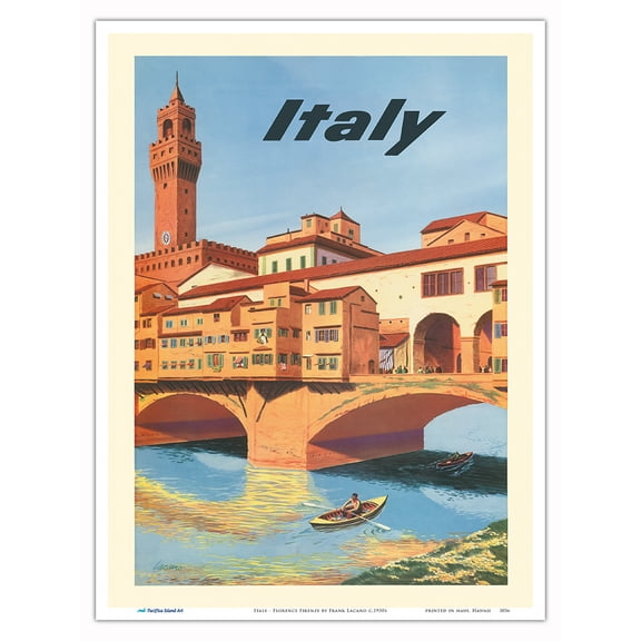 Italy Florence Firenze - Vintage Travel Poster by Frank Lacano c.1950s - Master Art Print (Unframed) 9in x 12in